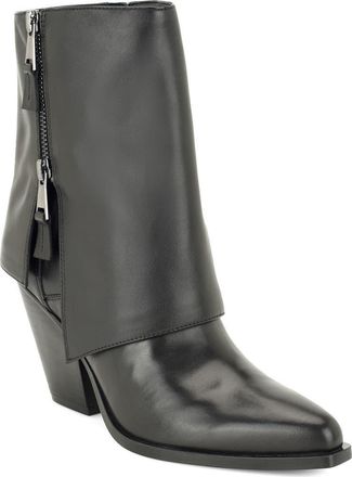 Nine West Umberto Pointed Toe Leather Bootie in Blk01 at Nordstrom, Size 8.5
