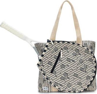 Ame & Lulu Court Classic Tennis Tote/ Navy Raquet Stripes at Nordstrom, Size Medium