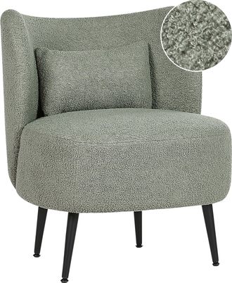 Beliani Beliani - Sill&oacute;n Sal&oacute;n Asiento Respaldo Curvo Dise&ntilde;o Glamour Boucl&eacute; Tapicer&iacute;a Patas Negras Verde Otsby