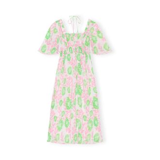 Ganni Midi Smock Jurk - Dames - Casual kleedjes - Roze - S - Polyester - Kleedjes