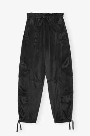 Ganni Black Washed Satin Pocket Trousers - Size 32 LENZING&acirc;&cent; ECOVERO&acirc;&cent;