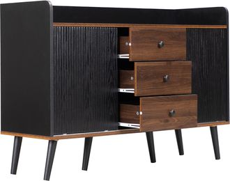 STILVORA Aparador Con 2 Puertas Correderas, 3 Cajones, Estantes Ajustables, Estilo Moderno, En Tablero De Part&iacute;culas, 117,5&times;40&times;80 Cm, Negro