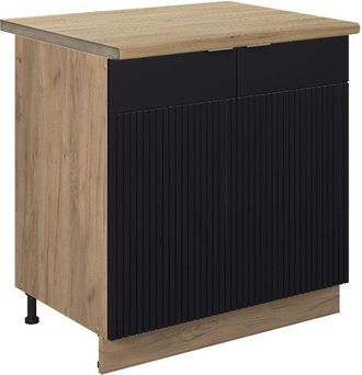 Vicco Armario Bajo Para Fregadero Fame-line, Rayas Negras, 80 Cm, Et Roble