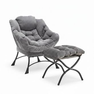 Urban Meuble Sill&oacute;n relax con reposapi&eacute;s en franela gris, reposabrazos, bolsillo