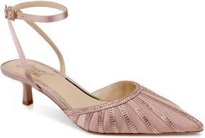 Badgley Mischka Fable Ankle Strap Pointed Toe Pump in Blush Satin at Nordstrom Rack, Size 7.5