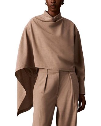 Calvin Klein Scarf Draped Front Button Shirt