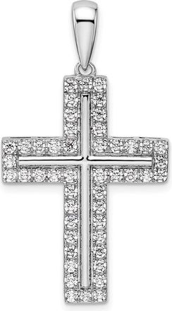 Diamond2Deal 14k Gold Lab Grown Diamond Cross Pendant (1ct, VS, D-E)