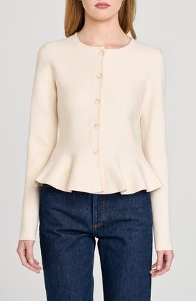 Wayf Brooklyn Peplum Cardigan in Cream at Nordstrom, Size X-Small