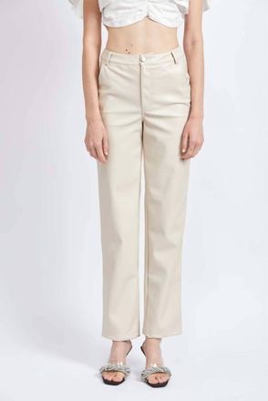 En Saison Vegan Leather Pants In Off White