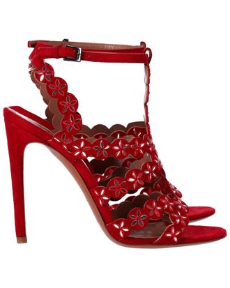 Alaia Ala&iuml;a Womens Suede Mirror-Embellished Sandal (Authentic Pre-Loved)