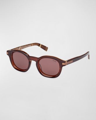 Ermenegildo Zegna Men & apos;s AURORA Acetate Round Sunglasses