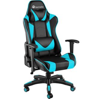 TecTake Gaming Chair Stealth - Ergonomic Shape, Adjustable Backrest in Bright Blue