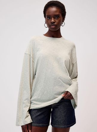 Twik Womens Scissor-cut hem long-sleeve slub T-shirt