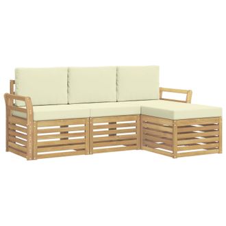 vidaXL Conjunto De Sof&aacute;s De Exterior 4 Pcs Blanco Y Crema Vidaxl