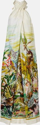 Alemais Al&eacute;mais Jungle Boogie halterneck silk maxi dress