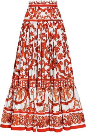 Dolce & Gabbana Floral Print Tiered Maxi Skirt - Dames - Maxi Rokken - Veelkleurig - XS - Katoen - Rokken