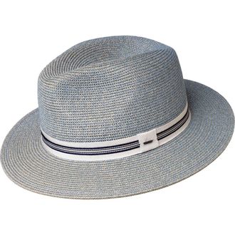 Bailey Hester Straw Fedora in Light Blue at Nordstrom, Size X-Large