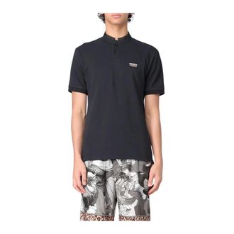 Just Cavalli Polo Shirts, male, Black, Size: S Mandarin Collar Polo Shirt