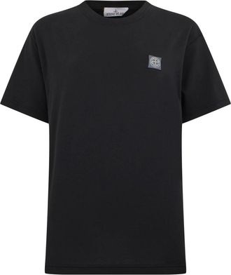 Stone Island Tops, Heren, Zwart, M, Katoen, Cotton Jersey Fissato Effect T-shirt