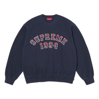 SUPREME SS26 Plaid Arc Crewneck Navy SUP-SS26-133-NVY