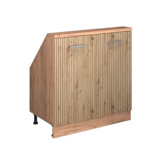 Vicco Armario De Cocina Para Techo Inclinado R-line, Roble Artesanal/roble Dorado, 80 Cm Con 2 Puertas, Vicco