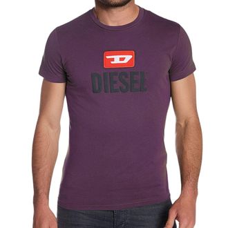 Diesel Nieuw Vet Logo Donkerpaars T-shirt