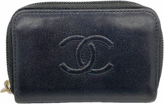 Chanel Black Leather Coin Purse/Coin Case (Pre-Owned)