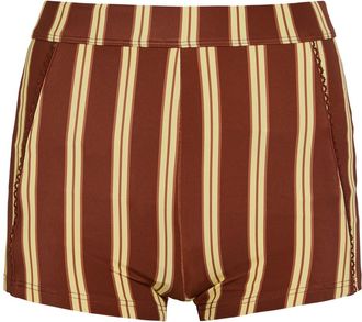 Damson Madder Trudi Striped Swim Shorts - Brown - 10 (UK10 / S)