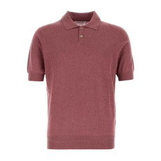 Brunello Cucinelli Brunello Cucinelli, Polo Shirts, male, Purple, Size: L Linen and Cotton Knit Polo