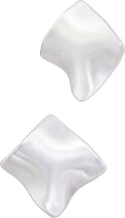 Savvy Cie Jewels RHODIUM PLATED WARPED SQUARE STUD EARRINGS