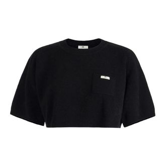Elisabetta Franchi Wollen top van kasjmier - Dames - Truien - Zwart - Maat: XS Wol