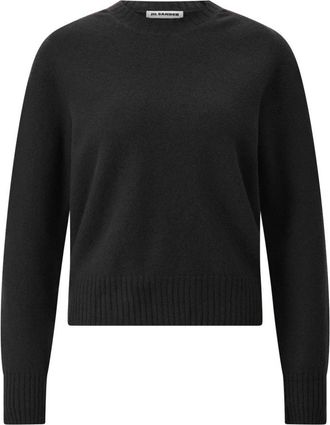 Jil Sander Rondgebreide kleding - Dames - Ronde hals truien - Zwart - L - Wol - Truien & Vesten