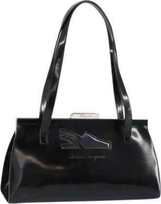 Ferragamo Pre-owned Handbags, female, Black, Size: ONE SIZE Pre-owned Coated Canvas Handbag