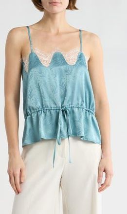 NSR Scalloped Lace Trim Satin Camisole in Light Blue at Nordstrom Rack, Size X-Small