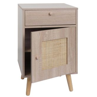 Hhg Hhg - Mesa Auxiliar 206, Mesa De Centro Mesilla De Noche Mesa De Sal&oacute;n, Compartimentos De Almacenaje Caj&oacute;n, Kubu Rat&aacute;n Madera Melamina, Aspecto Roble