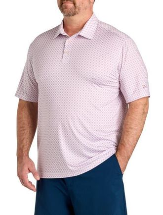 Reebok Big & Tall Mini Geometric Print Performance Polo Shirt in Muted Mauve at Nordstrom, Size Xx-Large