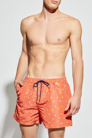 Paul Smith Swim Shorts With Print, Mens, Orange