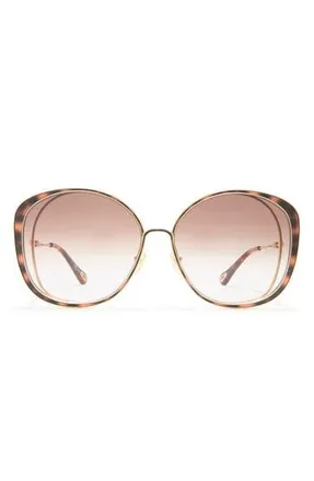 Chlo&eacute; 62mm Round Sunglasses in Gold Gold Brown at Nordstrom Rack