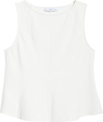 Mango Bateau Neck Peplum Blouse in White at Nordstrom, Size X-Small