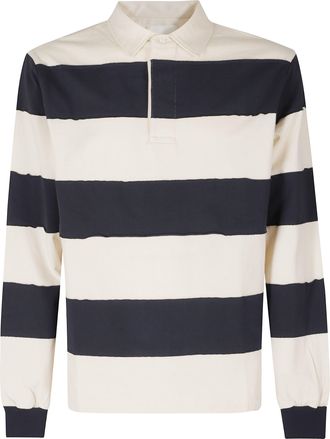 WOC Ivory Blue Striped Rugby Polo Shirt
