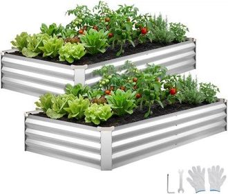 OEM Cama Elevada De Jard&iacute;n 180 X 90 X 30 Cm Rectangular, Arriate De Jard&iacute;n De Metal Con Base Abierta, Para Cultivo De Flores Plantas Con Accesorios Para T