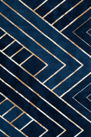 Kukoon Navy Blue Gold Art Deco Geometric Design Living Room Bedroom Area Rug | Size: 190 cm x 280 cm
