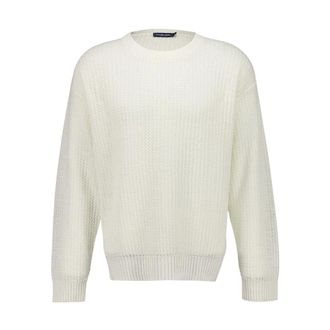 Frescobol Carioca Round-neck Knitwear, male, White, S, Jardim Linen Jumper