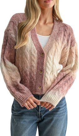 All in Favor Ombr&eacute; Cable Knit Cardigan in Pink Cream Multi at Nordstrom, Size X-Small