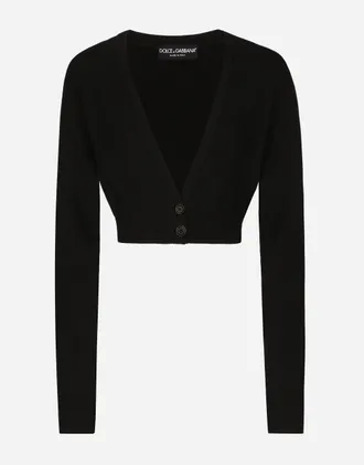 Dolce & Gabbana Wool Cardigan With Plunging Necklace - Woman Sweaters And Cardigans Black 48