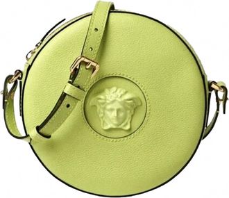 Versace Womens La Medusa Disco Round Crossbody Bag In Lime Green