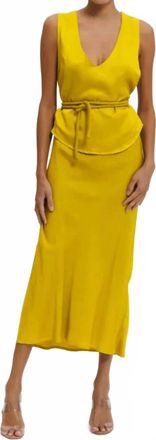 Cali Dreaming Elastic Waist Slip Skirt In Chartreuse
