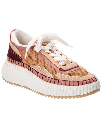 Chlo&eacute; Nama Suede-Trim Sneaker