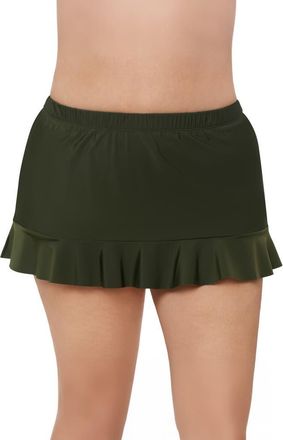 Aqua Green Plus Size High Waist Slimming Ruffle Skirt Swimsuit Bottom in Malachite at Nordstrom, Size 1X
