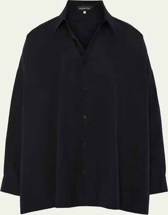 Eskandar Angle-To-Front Side Seam Shirt With Collar (Long Length)